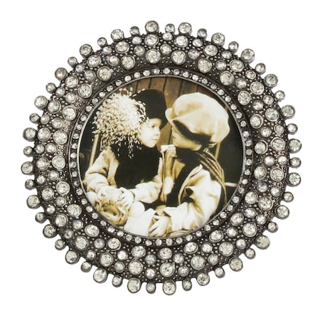 Rlm Distribution SARO Round Picture Frame with Jeweled Design Silver HO2657863
